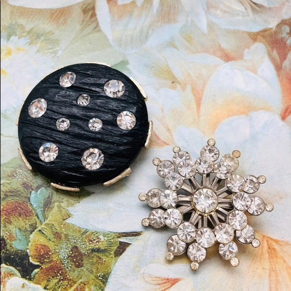 Vintage Deco black crystal Pendant Brooch lot - Picture 5 of 5